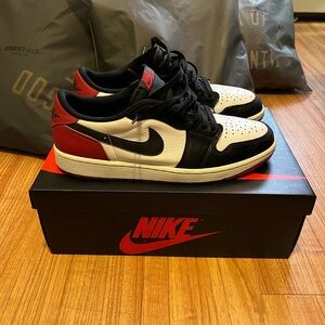 Air Jordan 1 low size 10.5 black red white bred toe